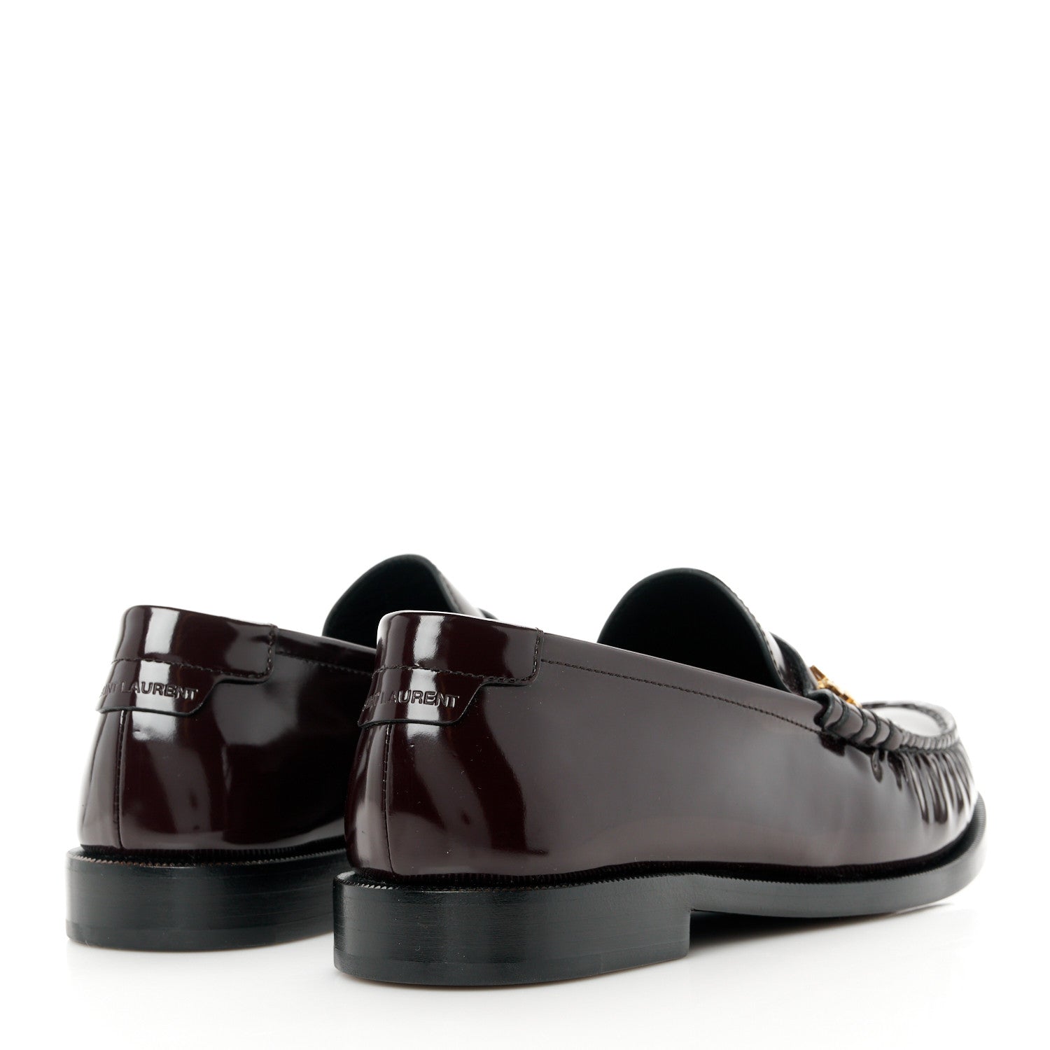 Saint Laurent Patent Calfskin Penny Loafers 37 Cordovan Red 4 of 9