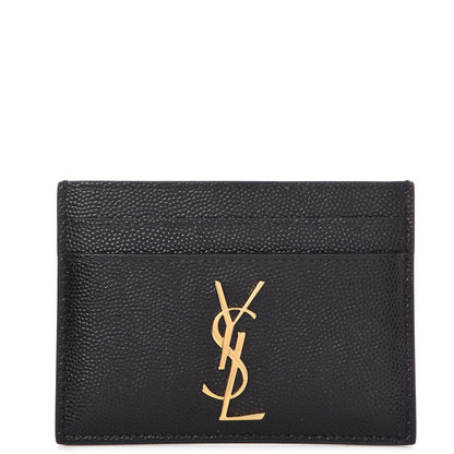 Saint Laurent Grain De Poudre Monogram Credit Card Case Black 1 of 8