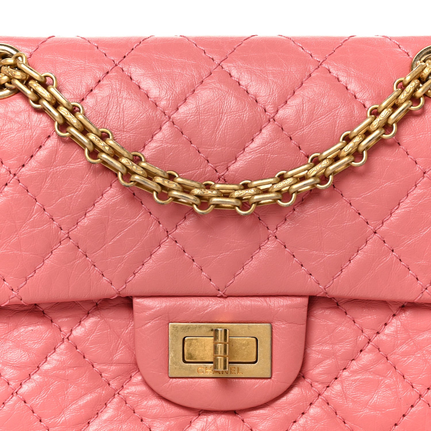 Chanel Aged Calfskin Quilted 2.55 Reissue Mini Flap Pink 8 of 10