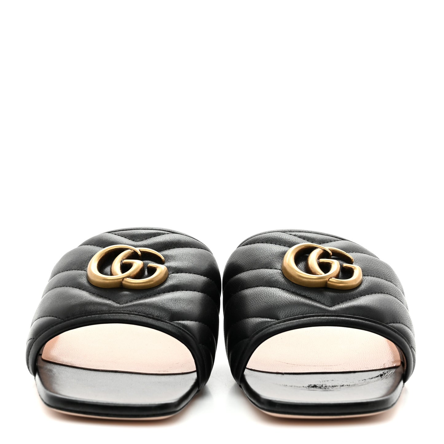 Nappa Matelasse GG Marmont Flat Slide Sandals 40 Black