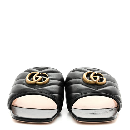 Gucci Nappa Matelasse GG Marmont Flat Slide Sandals 40 Black 3 of 9