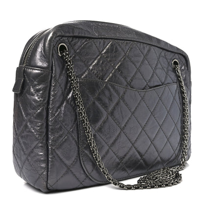 Chanel Metallic Aged Calfskin Quilted Large Reissue Camera Case Dark Silver 5 of 19