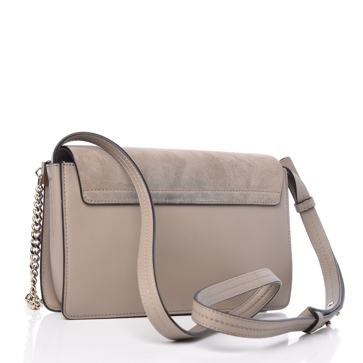 Suede Calfskin Small Faye Shoulder Bag Motty Grey