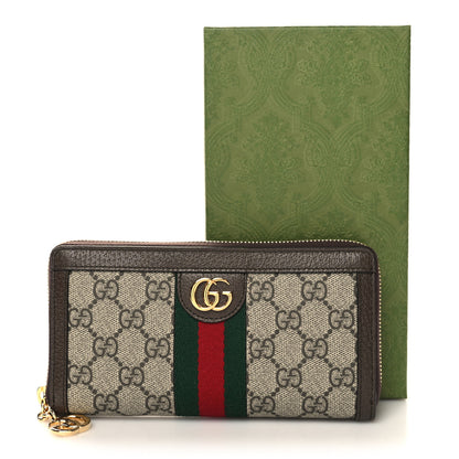 Gucci GG Supreme Monogram Web Ophidia Zip Around Wallet Brown 9 of 9