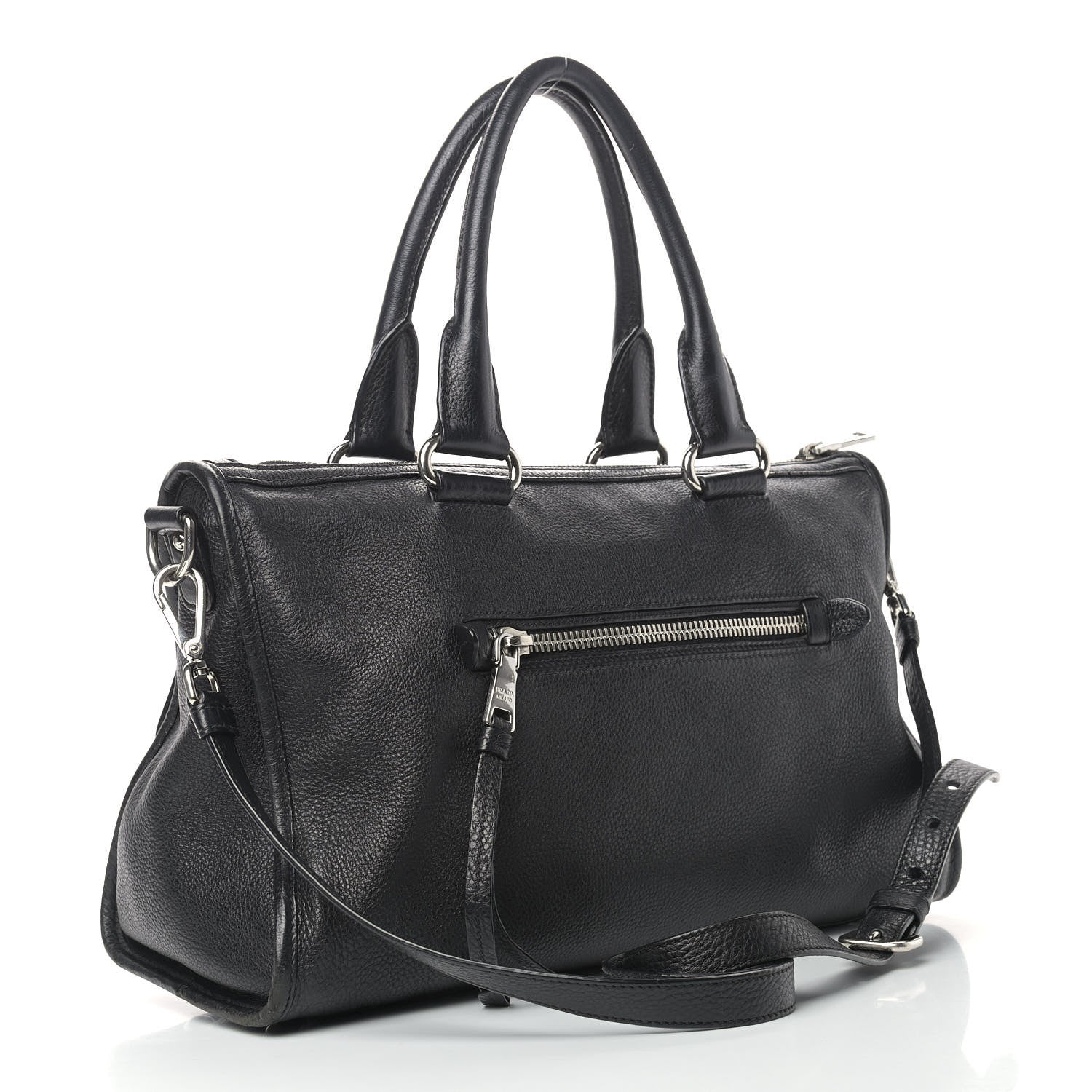 Prada Vitello Daino Shopping Satchel Black 2 of 12