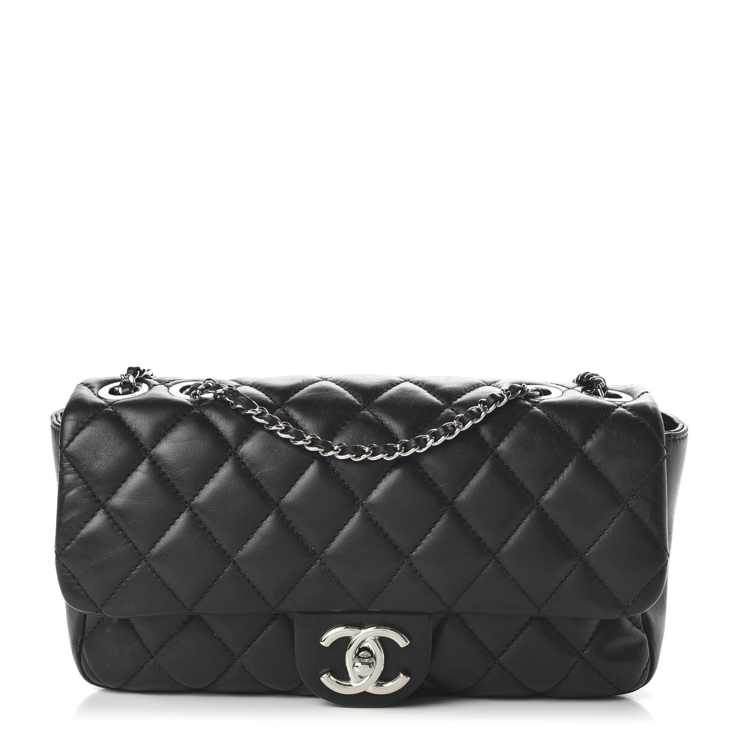 Lambskin Quilted Medium Coco Rain Flap Black