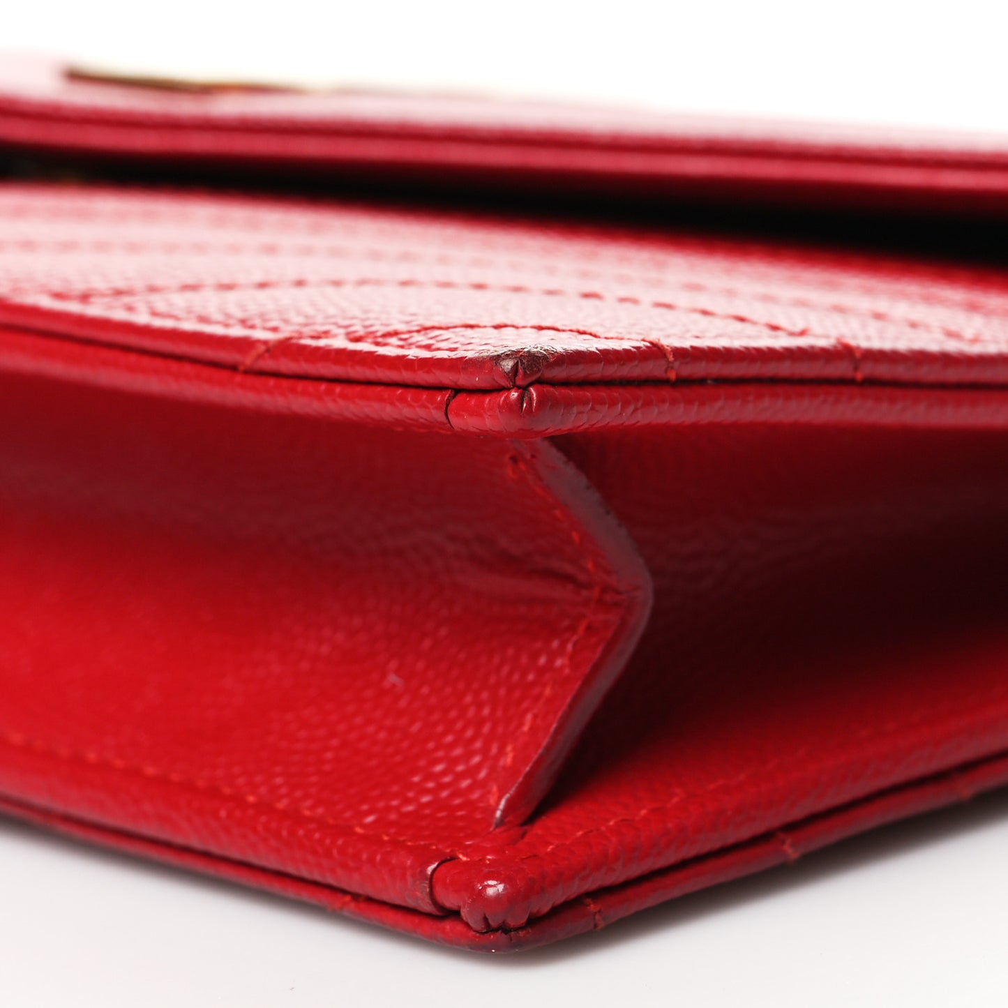 Grain De Poudre Matelasse Chevron Monogram Envelope Chain Wallet New Red