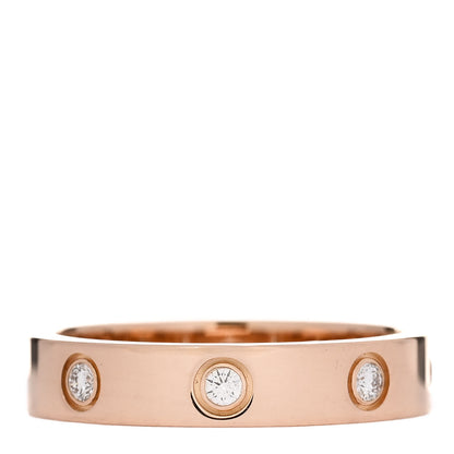Cartier 18K Pink Gold 8 Diamond 4mm LOVE Wedding Band Ring 55 7.25 3 of 5