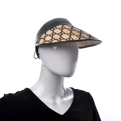 Gucci Raffia Elaphe GG Embroidered Visor M Ivory Black 2 of 8