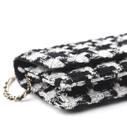 Chanel Tweed Quilted Wallet On Chain WOC Black Ecru White 9 of 12