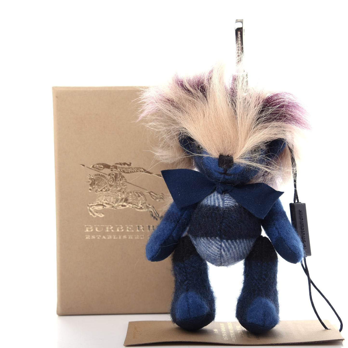 Cashmere Check Punk Thomas Bear Bag Charm Cadet Blue