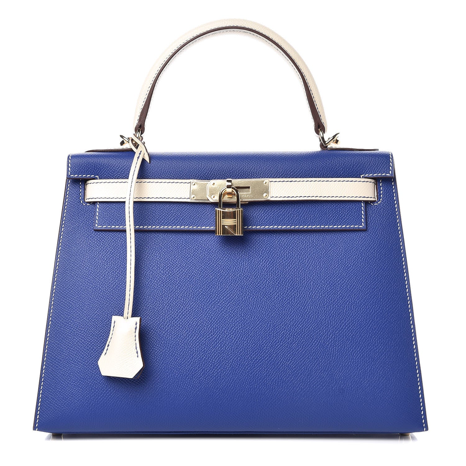Hermes Epsom Horseshoe Kelly Sellier 28 Bleu Electrique Craie 1 of 35