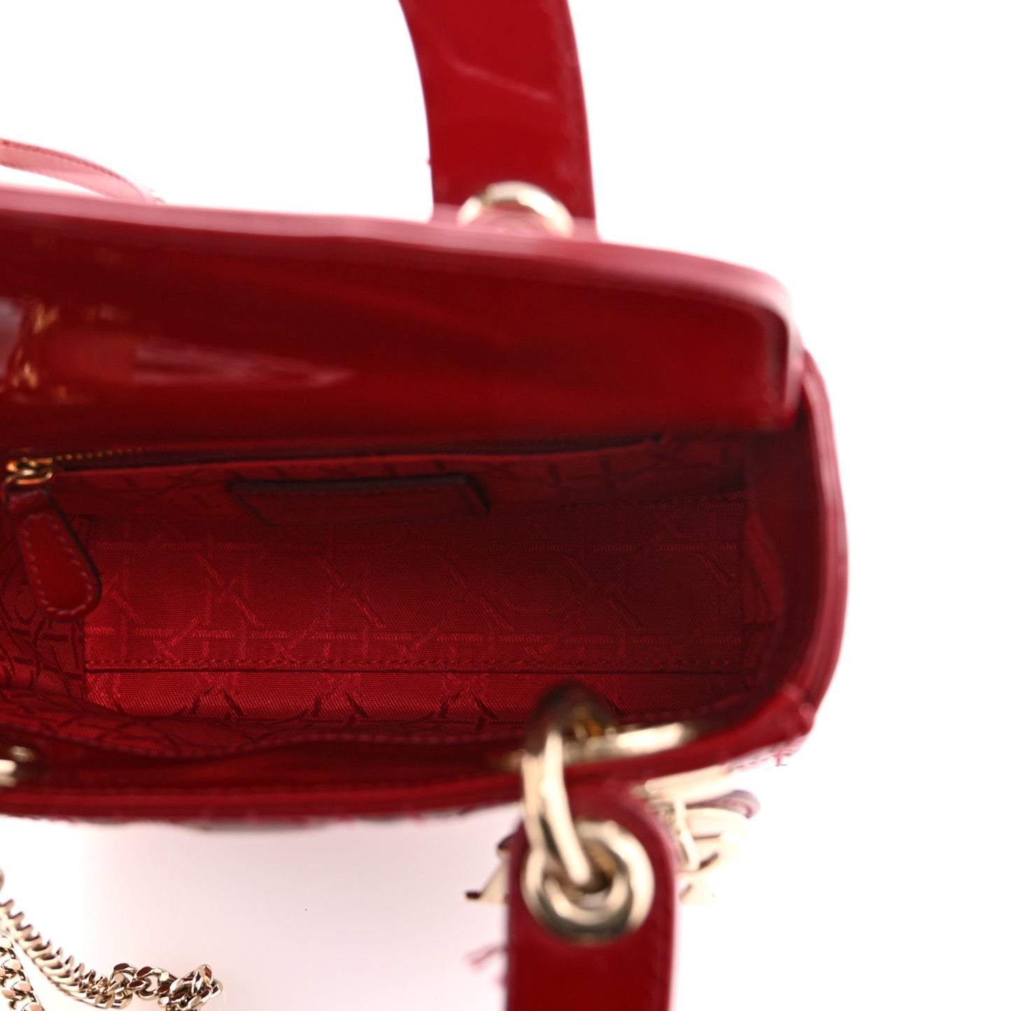 Patent Cannage Mini Lady Dior Red