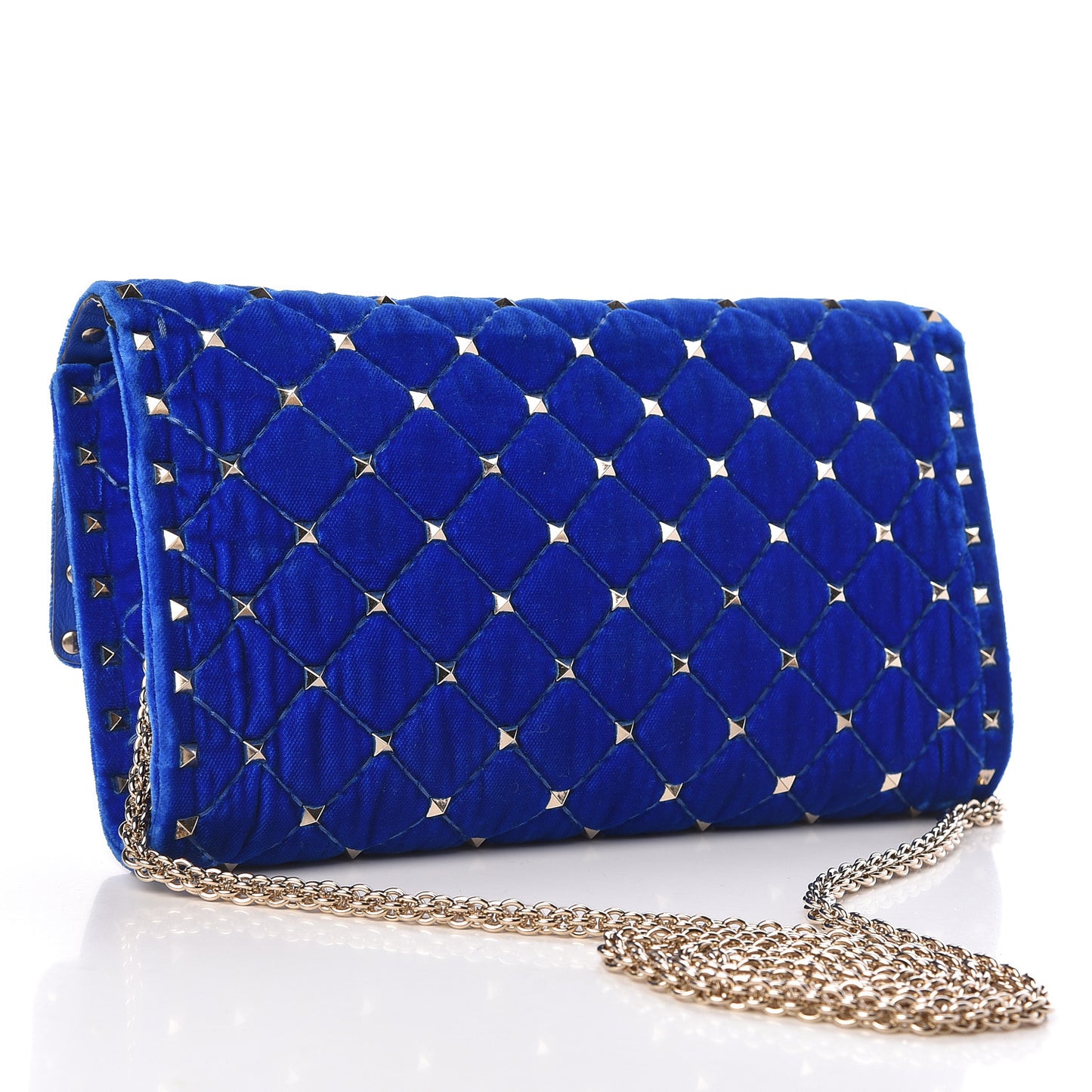 Velvet Rockstud Spike Wallet on Chain Acid Blue