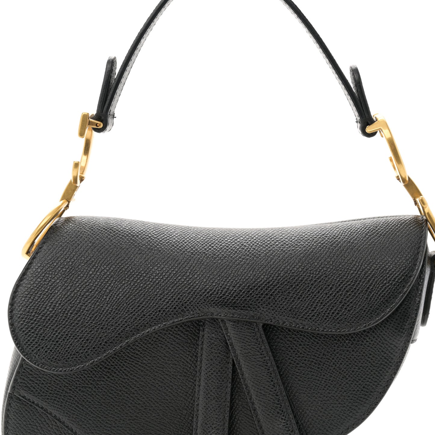 Grained Calfskin Mini Saddle Bag Black