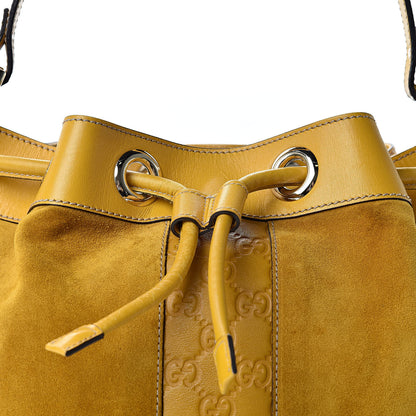 Gucci Suede Guccissima Drawstring Shoulder Bag Yellow 8 of 14