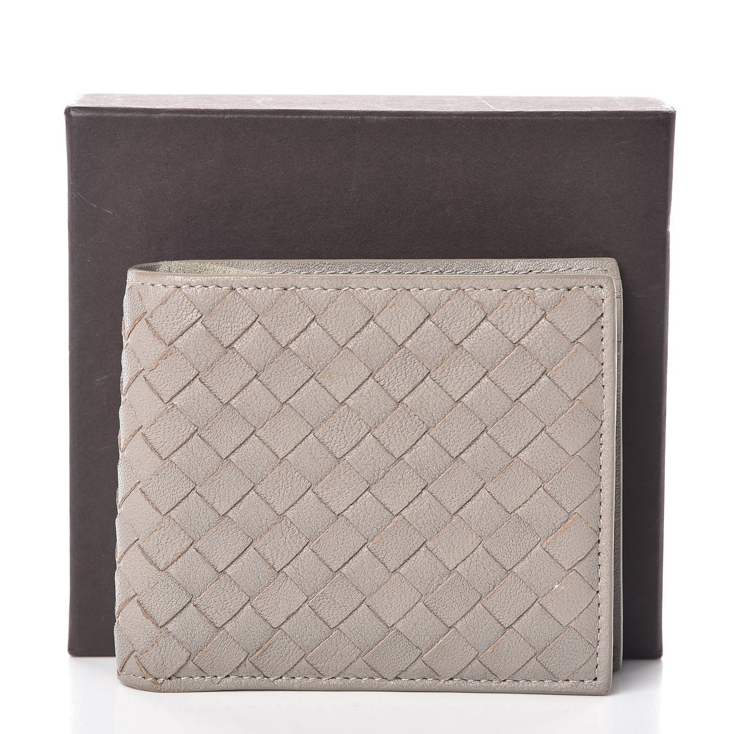 Nappa Intrecciato Coin Purse Bi-Fold Wallet Light Grey