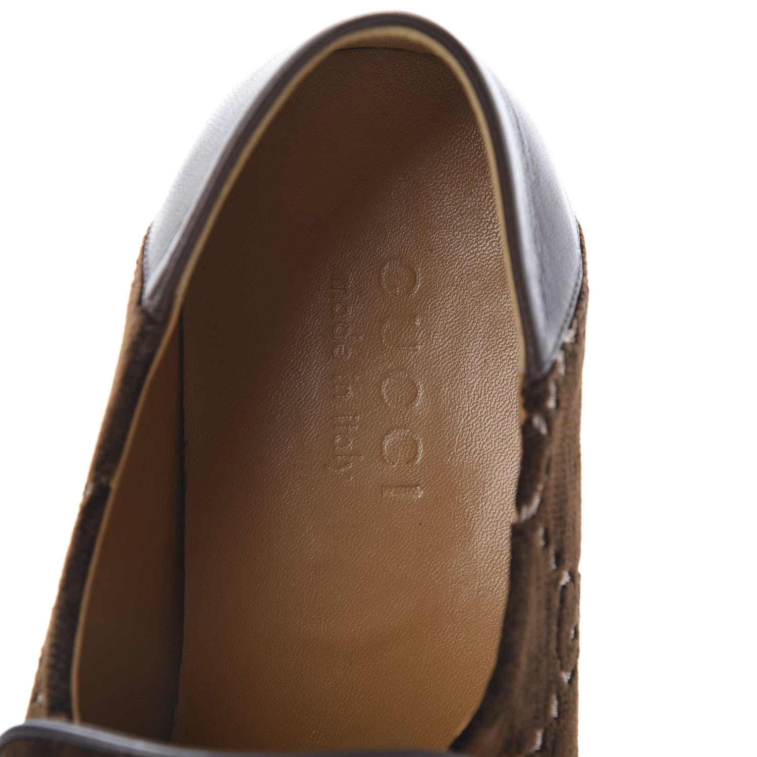 Gucci Velvet GG Monogram Goatskin Mens Horsebit Loafers 7 Brown Vintage Cocoa 7 of 9