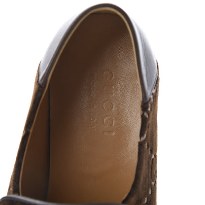 Gucci Velvet GG Monogram Goatskin Mens Horsebit Loafers 7 Brown Vintage Cocoa 7 of 9
