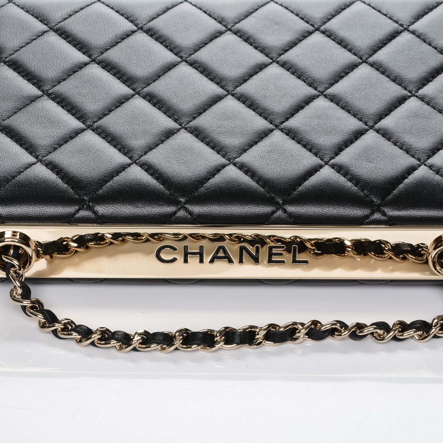 Lambskin Quilted Trendy CC Wallet On Chain WOC Black