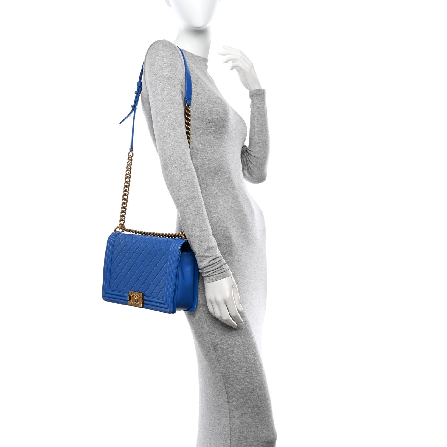 Chanel Lambskin Quilted New Medium Boy Flap Blue 2 of 18