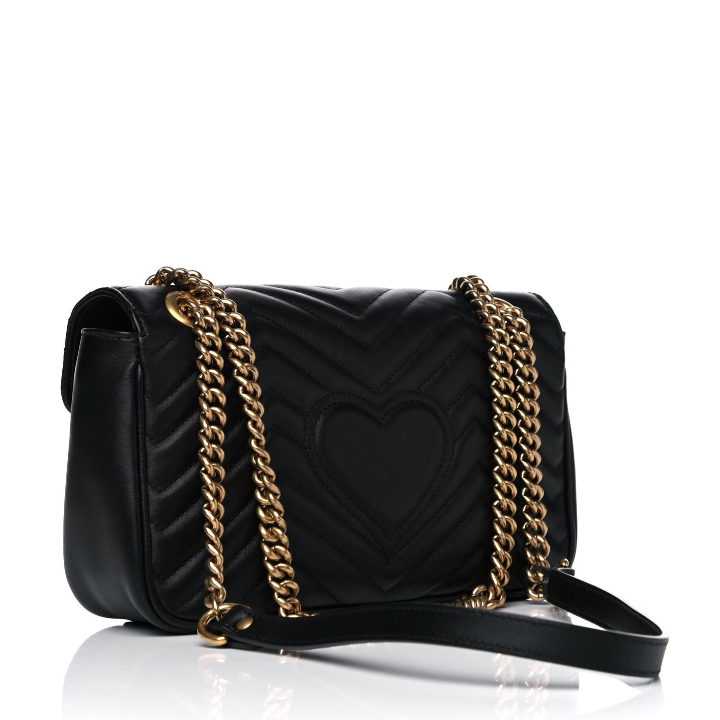 Calfskin Matelasse Small GG Marmont Shoulder Bag Black