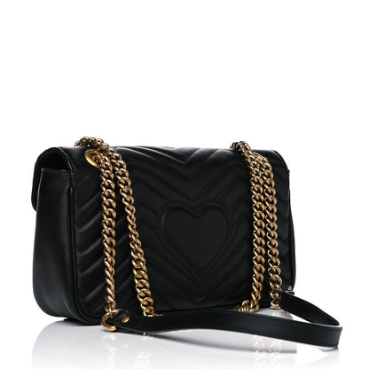 Gucci Calfskin Matelasse Small GG Marmont Shoulder Bag Black 3 of 11