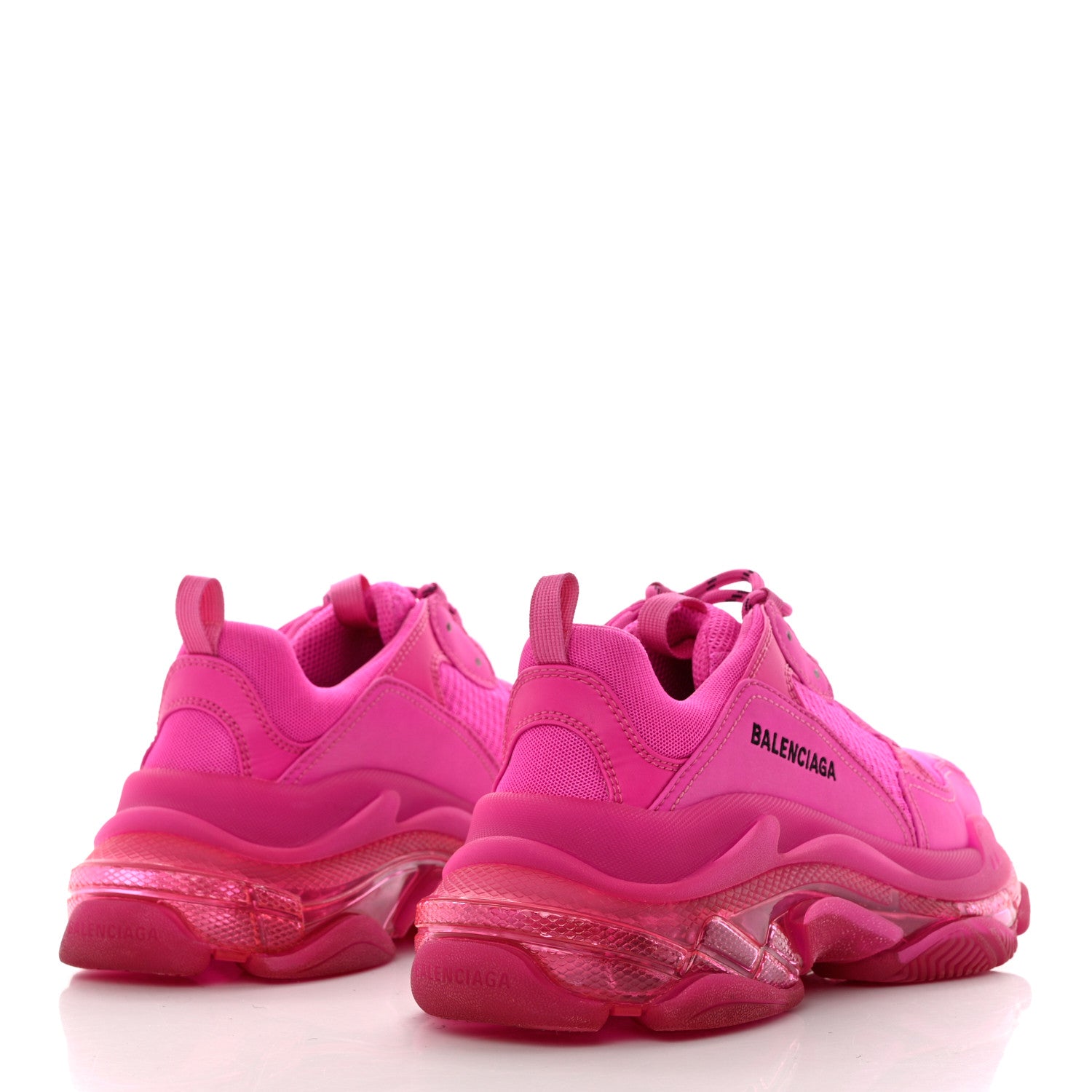 Balenciaga Fabric Mesh Clear Sole Fluo Womens Triple S Sneakers 41 Pink 4 of 9