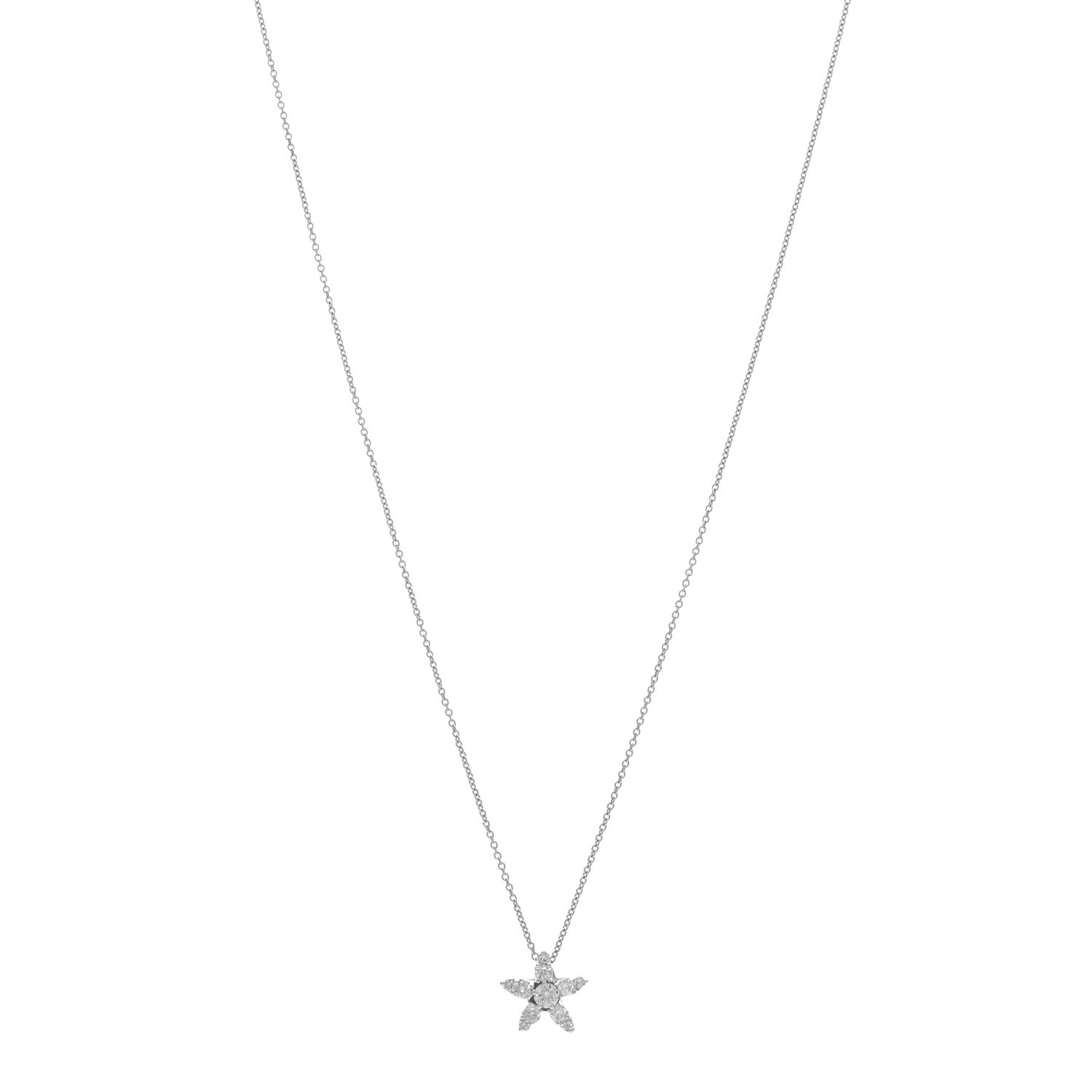 Roberto Coin 18K White Gold Diamond Tiny Treasures Star Pendant Necklace 1 of 5