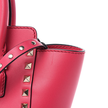 Valentino Garavani Vitello Mini Rockstud Double Handle Tote Deep Fuxia 10 of 11