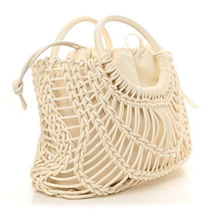 Valentino Garavani Lambskin Vlogo Macrame Tote Ivory 3 of 10