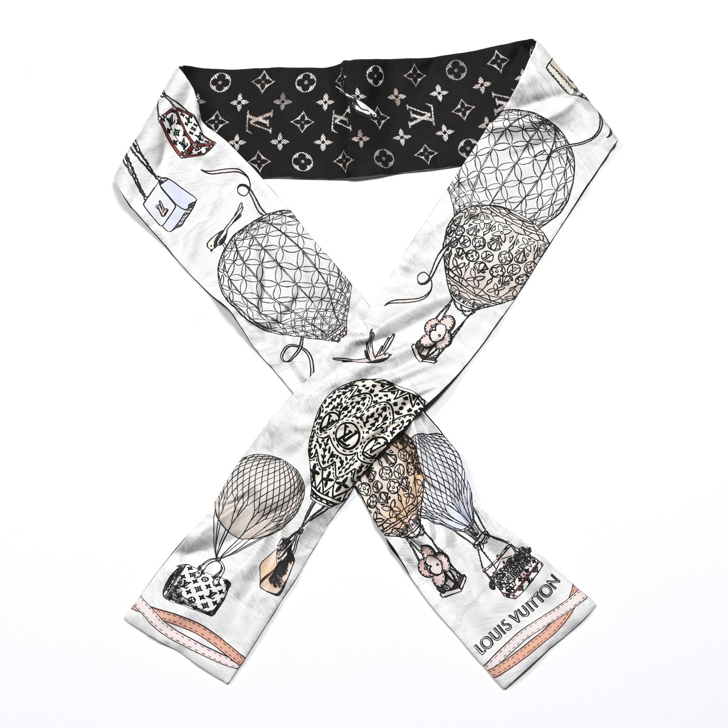 Silk Monogram Up And Away Bandeau Black White