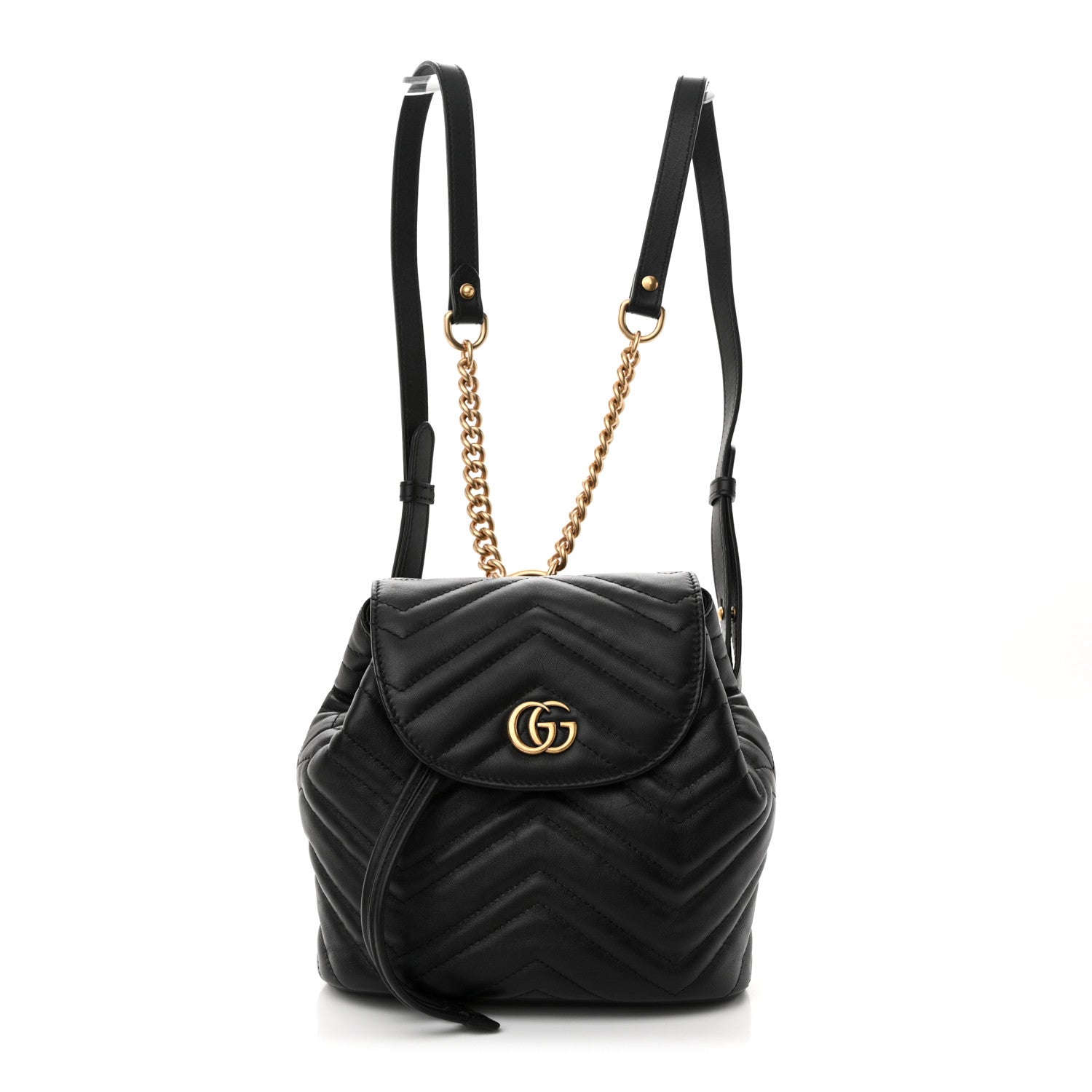 Gucci Calfskin Matelasse GG Marmont Flap Backpack Black 1 of 11