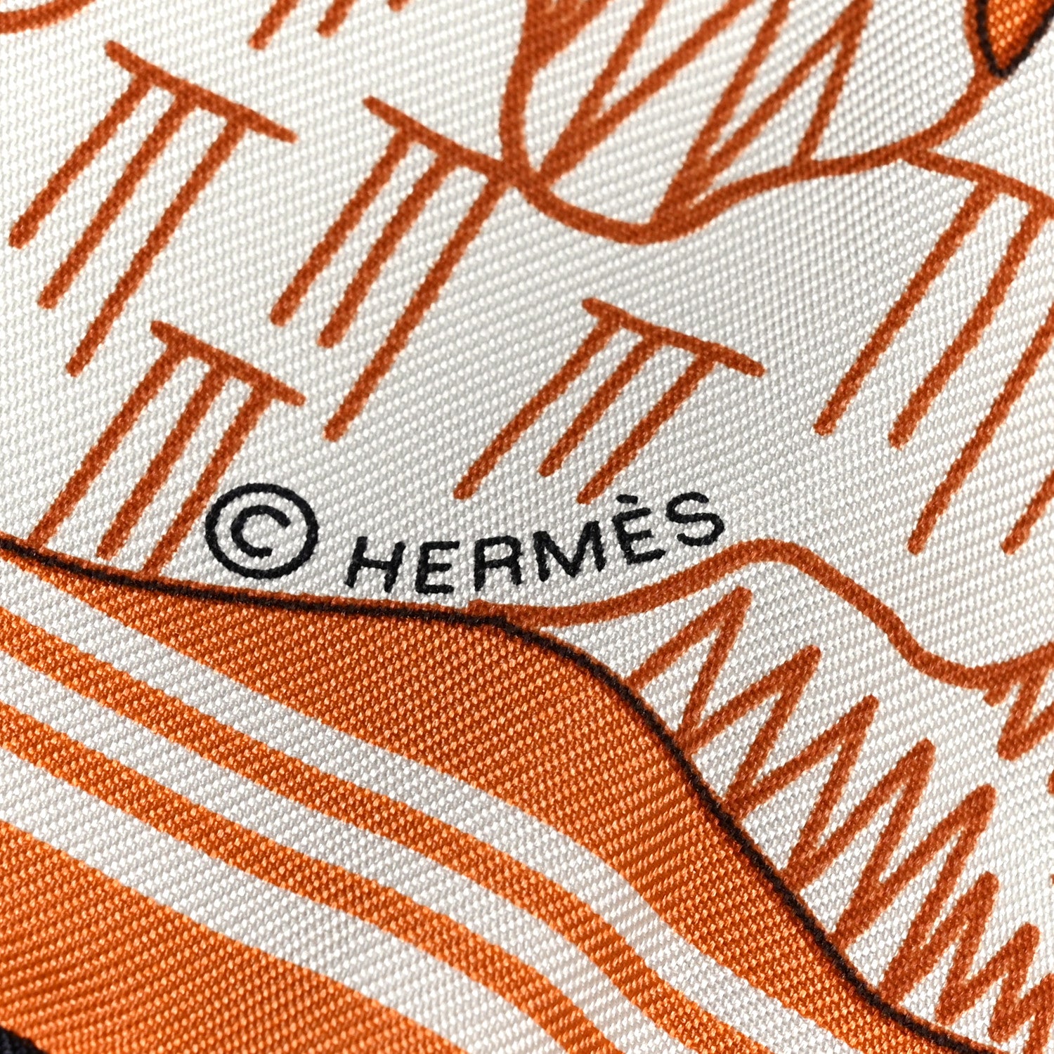 Hermes Silk Les Canyons Etoiles Bandana Scarf 55 Orange Brulee White Black 2 of 3