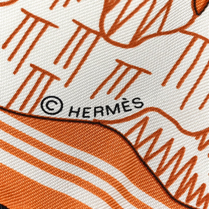 Hermes Silk Les Canyons Etoiles Bandana Scarf 55 Orange Brulee White Black 2 of 3