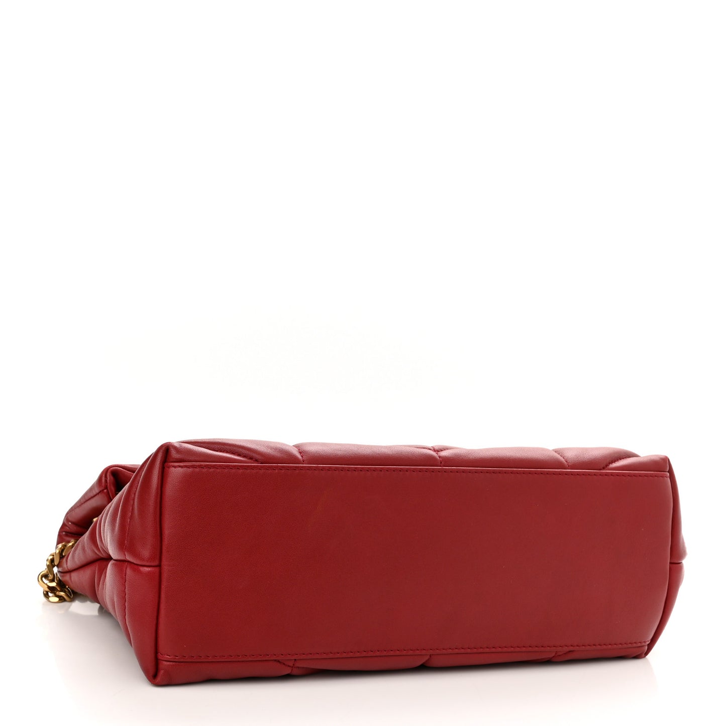 Lambskin Quilted Small Loulou Puffer Monogram Chain Satchel Red