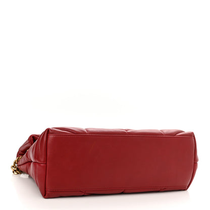 Saint Laurent Lambskin Quilted Small Loulou Puffer Monogram Chain Satchel Red 4 of 13
