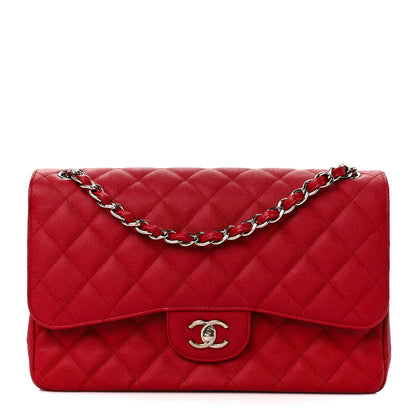 Chanel Caviar Quilted Jumbo Double Flap Red 1 of 11