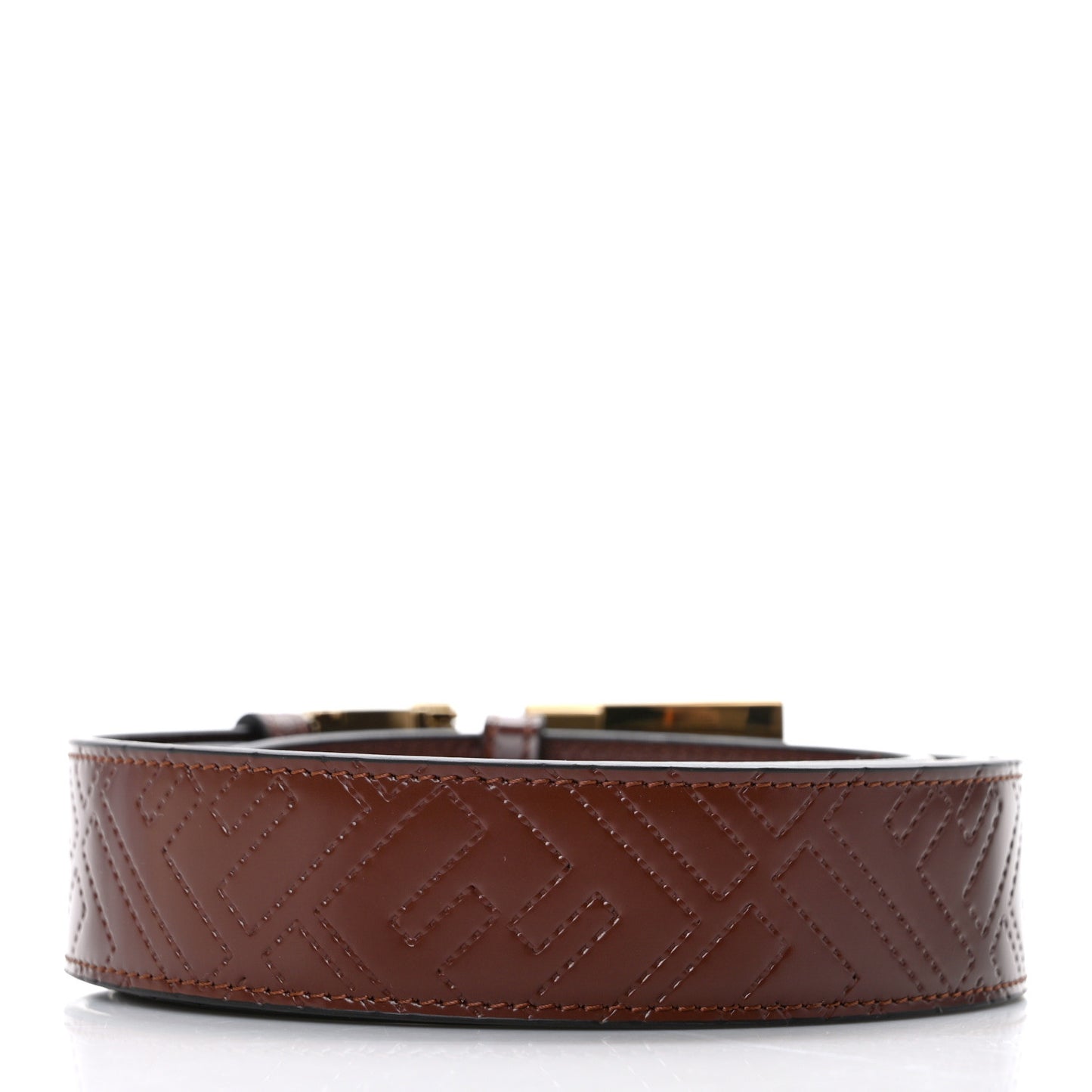 Vitello Stitched FF Buckle Belt Brown