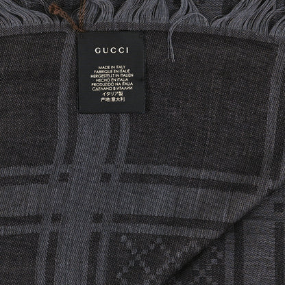 Gucci Wool Silk GG Monogram Diamante Plaid Surviee Shawl Graphite Black 2 of 3