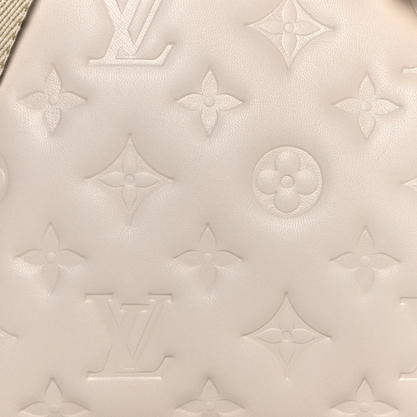 Lambskin Embossed Monogram Coussin PM Cream
