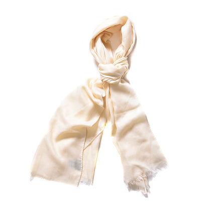 Chanel Cashmere Silk Fringe Scarf Off White 1 of 4