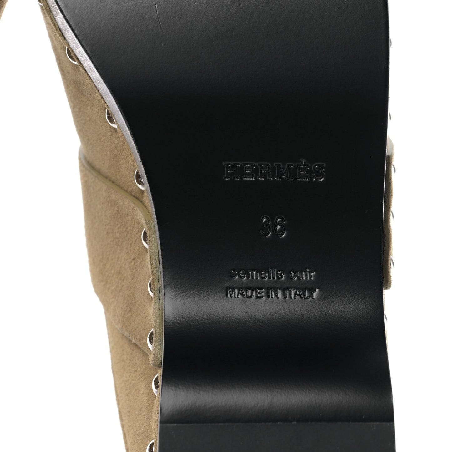 Suede Goatskin Calya Mules 36 Beige Gobi