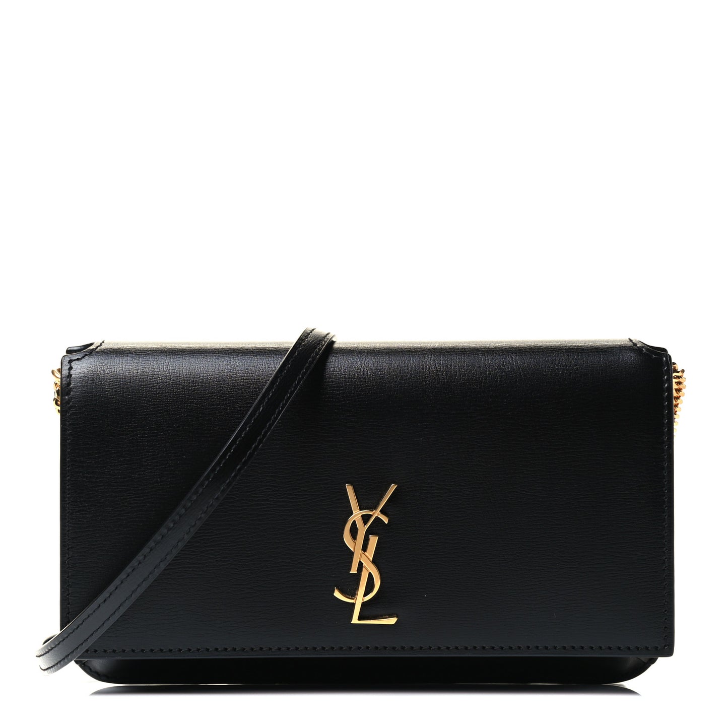 Smooth Calfskin Monogram Phone Holder Crossbody Black