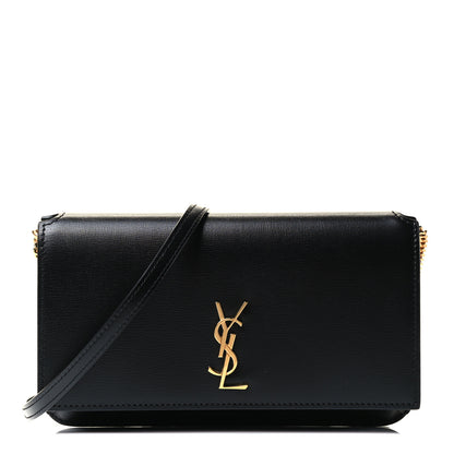 Saint Laurent Smooth Calfskin Monogram Phone Holder Crossbody Black 1 of 4