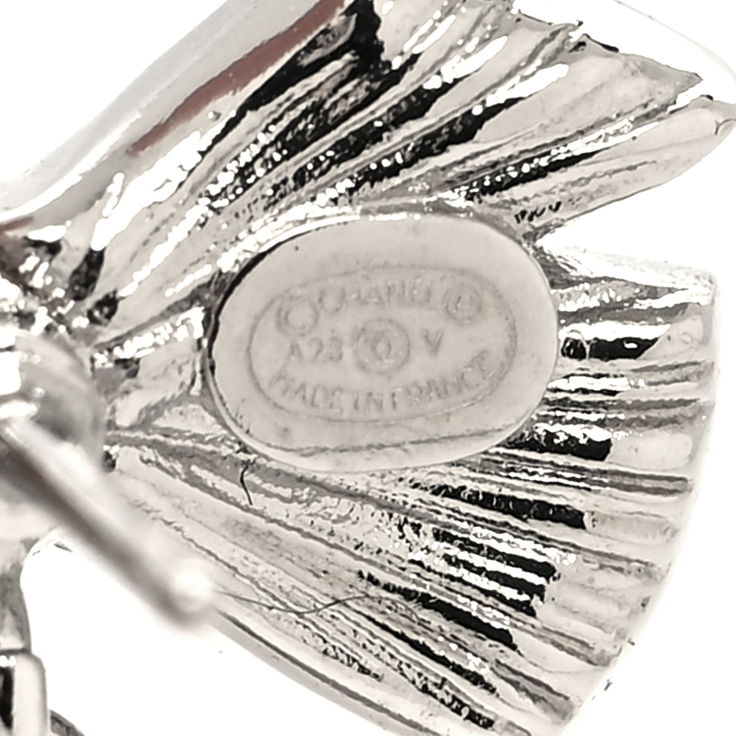 Crystal CC Bow Drop Earrings Silver