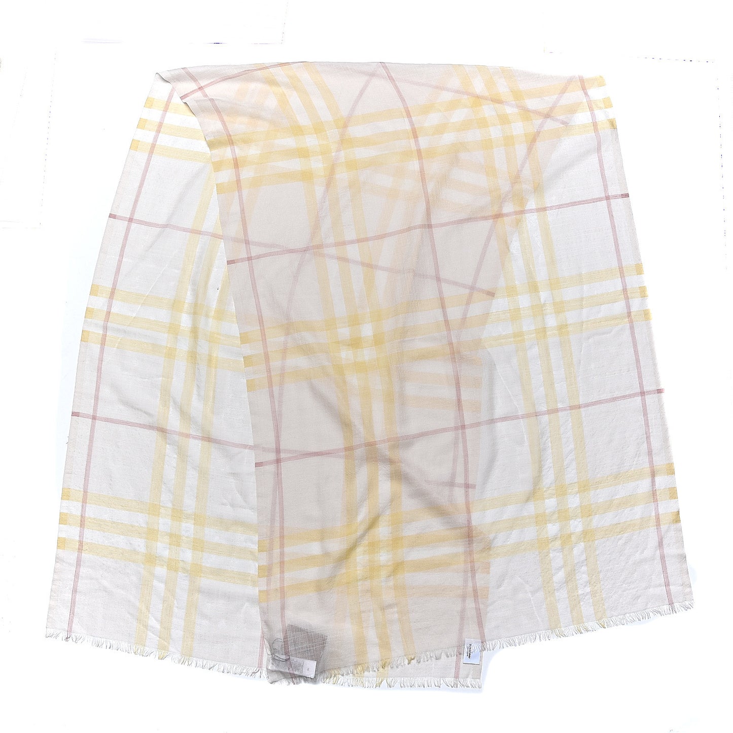 Wool Silk Gauze Giant Check Lightweight Scarf Primrose