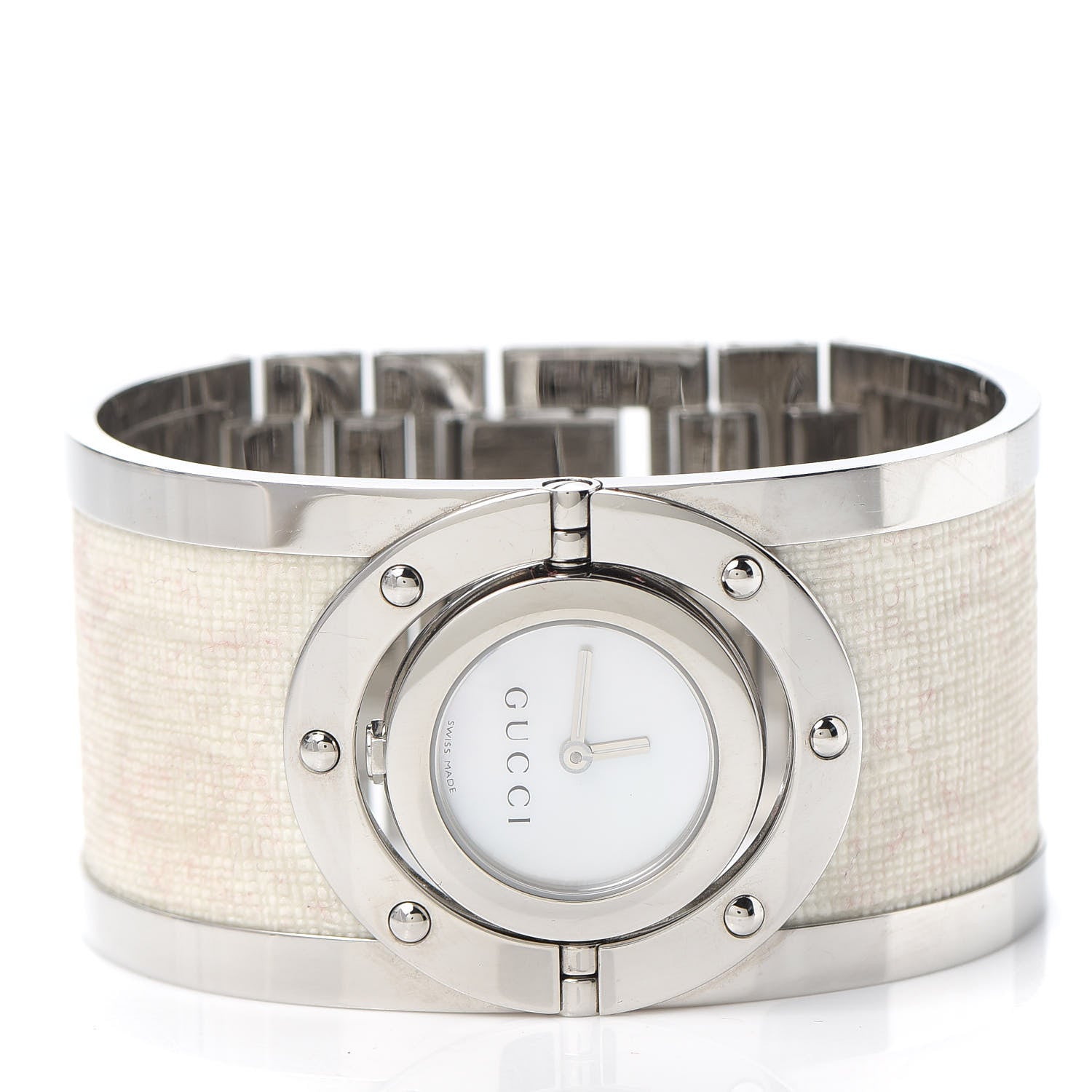 Gucci Stainless Steel Canvas Mother of Pearl 23mm Twirl Quartz Watch 2 of 6
