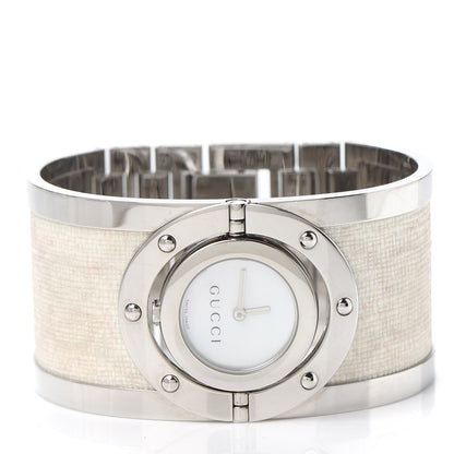 Gucci Stainless Steel Canvas Mother of Pearl 23mm Twirl Quartz Watch 2 of 6