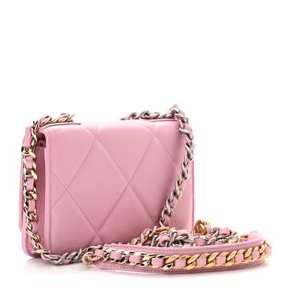 Chanel Lambskin Quilted Chanel 19 Wallet On Chain WOC Dark Pink 3 of 10